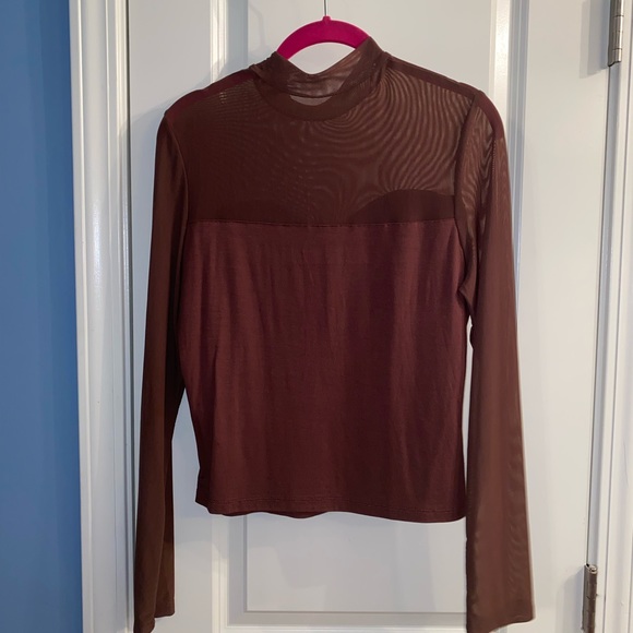 Brown mock neck top - Picture 2 of 2